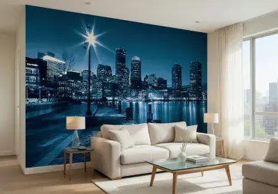 Wallpaper mural - easy install Blue City Skyline