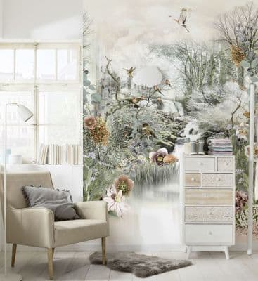 Wallpaper mural Japanese 3D white garden