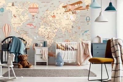 Wallpaper Mural Map of the World Adventure Easy Install Type