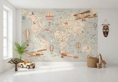 Wallpaper Mural Map of the World Adventure Easy Install Type