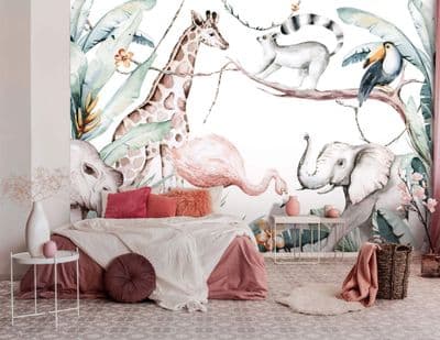 Wallpaper Mural painted animals non-woven