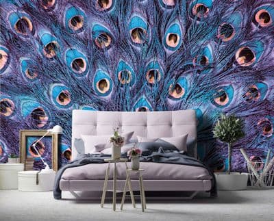 Wallpaper Mural Peacock feathers purple non-woven