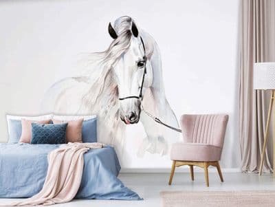 Wallpaper Mural White pony horse Easy to Instal