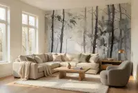 Watercolour forest wall mural wallpaper 260 x 384cm