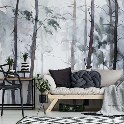 Watercolour Forest wall mural wallpaper 260 x 384cm