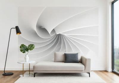 White abstract composition giant wall mural