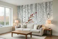 Living room photo wallpapers Birch Forest | Shop online