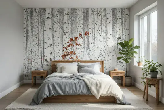 Living room photo wallpapers Birch Forest | Shop online