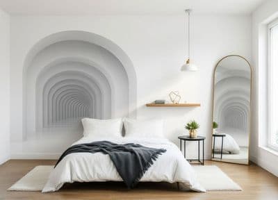 White deep tunnel paper wallpaper