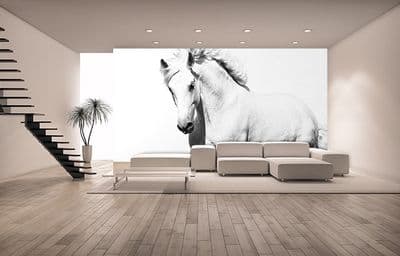 White Horse Living Room Paper Photo Wallpaper