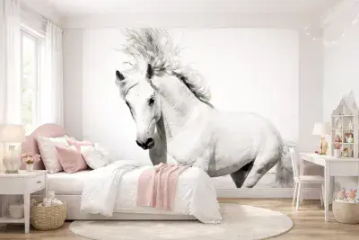 White horse mustang wall mural