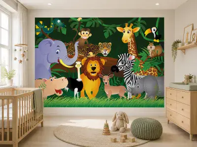 Wild animals in the Jungle wall mural