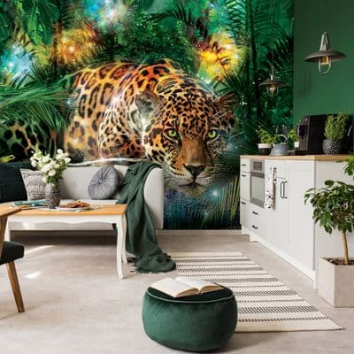 Wild Cat in the Jungle wall mural wallpaper