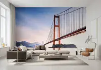 Xihu Red Bridge Wall Mural – Non-Woven Chinese Landscape Wallpaper