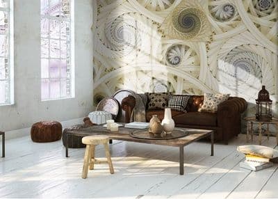 Yellow Spirals & Swirls giant wall mural