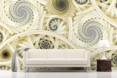 Yellow Spirals & Swirls giant wall mural