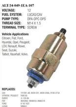 12V  DIESEL STOP VALVE -SOLENOID  ALT/34-049-1EA-107
