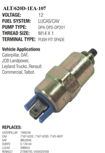 12V  DIESEL STOP VALVE - SOLENOID  ALT/34-620D-1EA-107