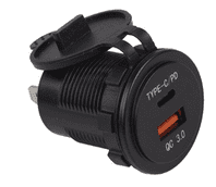 18W Dual USB Type-A and Type-C Ports Power Socket - 3A, 12/24V   0-601-20