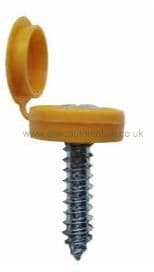 Car number plate caps & screws BLACK, YELLOW, BLUE or WHITE