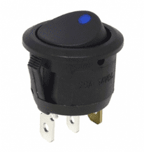 Circular Rocker switch built in  BLUE LED ON/OFF12v @10Amp ratedALT/SH15-02