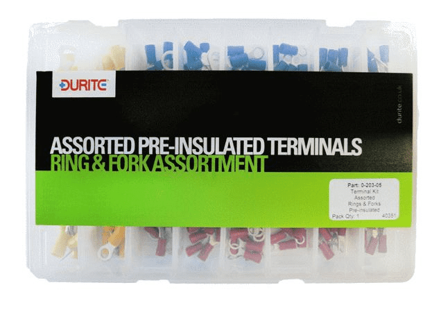 DURITE Assorted Pre-insulated Ring & Fork Terminals-0-203-05