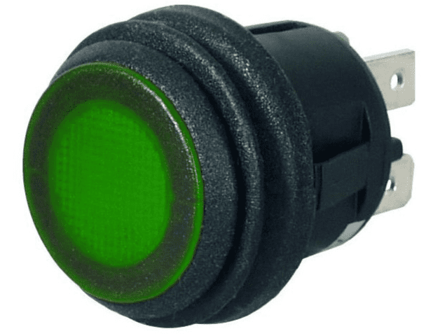 Green LED On/Off Round Rocker Switch - 24V-0-531-74