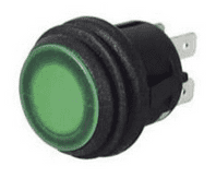Green LED Push/Push On/Off Switch - 12/24V    0-690-54   ALT/SW-R13-112A8-1-25
