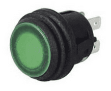 Green LED Push/Push On/Off Switch - 12/24V    0-690-54   ALT/SW-R13-112A8-1-25