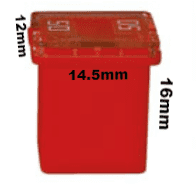 50A JCASE Low Profile Cartridge Fuse – 32V, Red – Pack Of 1 (Push-In Type)