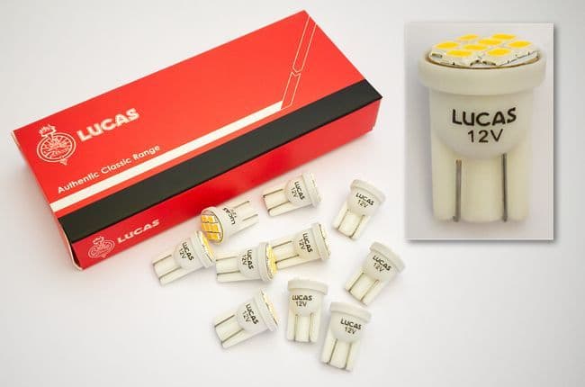 Lucas 12V LED Wedge Capless Instrument Bulbs ALT/WW13099-1-82-AG5