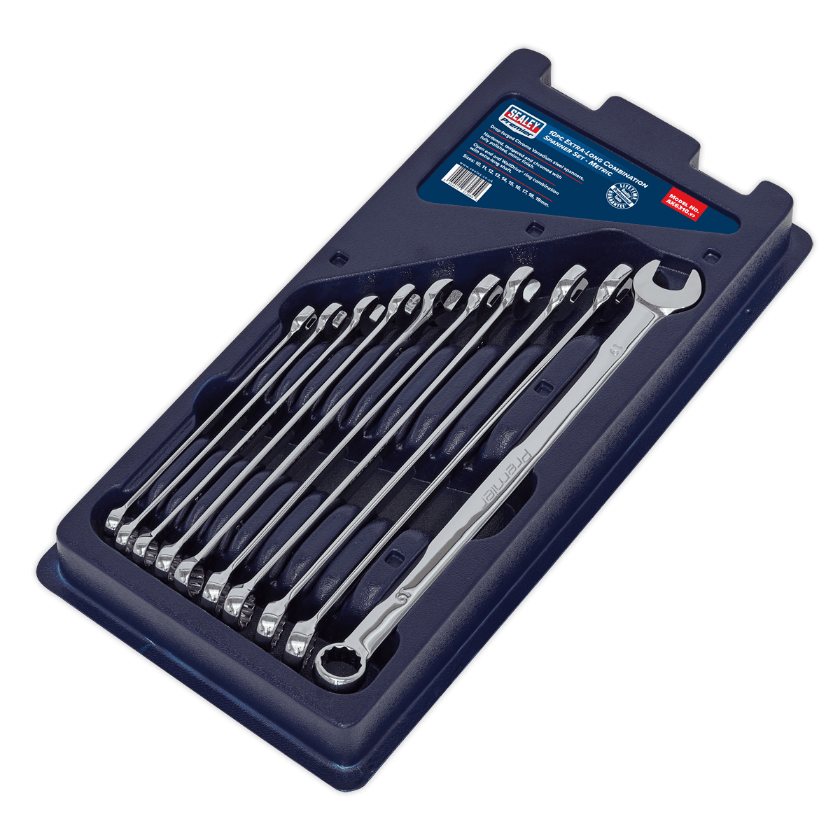 Combination Spanner Set 10pc ExtraLong Metric