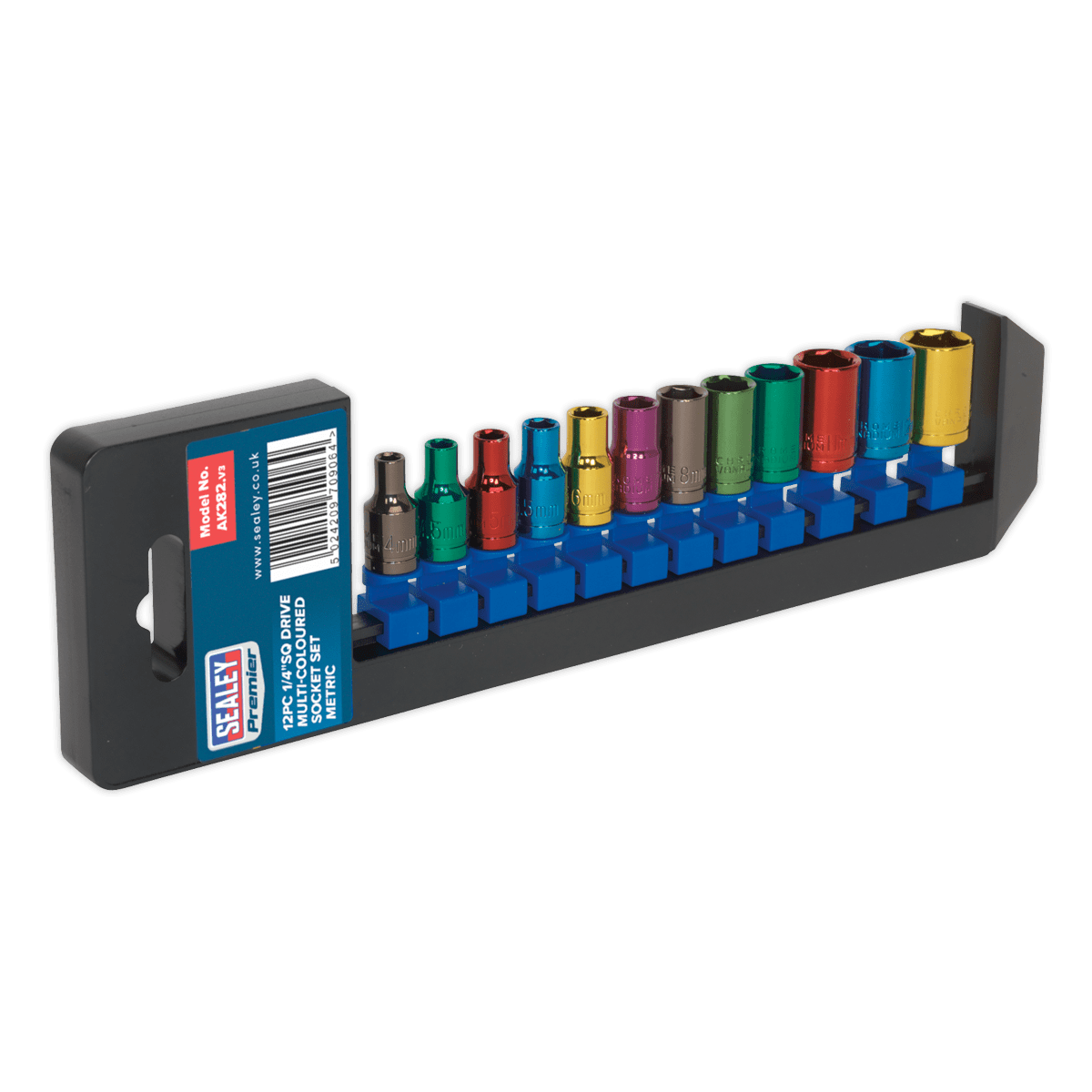 Yellow Socket Set Insert Multi-Coloured Socket Set 12pc 1/4