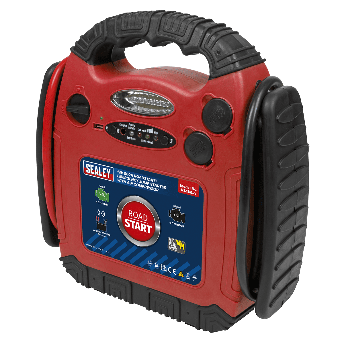 SEALEY 12V 900A RoadStart Emergency Jump Starter with Air Compressor RS132 1 73