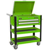 SEALEY 2 Drawer Heavy-Duty Mobile Tool & Parts Trolley with Lockable Top - Green AP760MHV-1-73