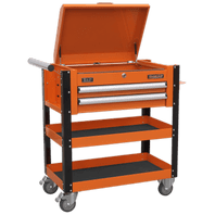 SEALEY 2 Drawer Heavy-Duty Mobile Tool & Parts Trolley with Lockable Top - Orange AP760MO-1-73