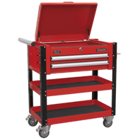 SEALEY 2 Drawer Heavy-Duty Mobile Tool & Parts Trolley with Lockable Top - Red AP760M-1-73