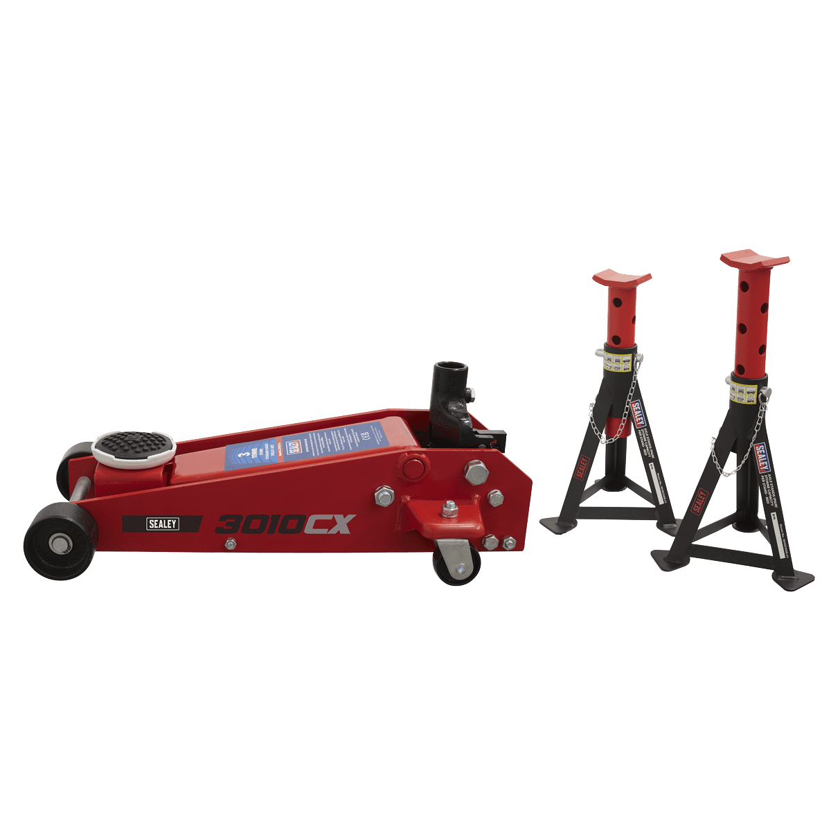 Trolley Jack 3 Tonne Standard Chassis with Axle Stands (Pair) 3 Tonne