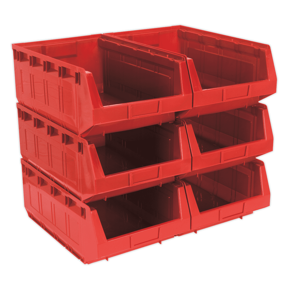 Plastic Storage Bin 310 x 500 x 190mm - Red Pack of 6