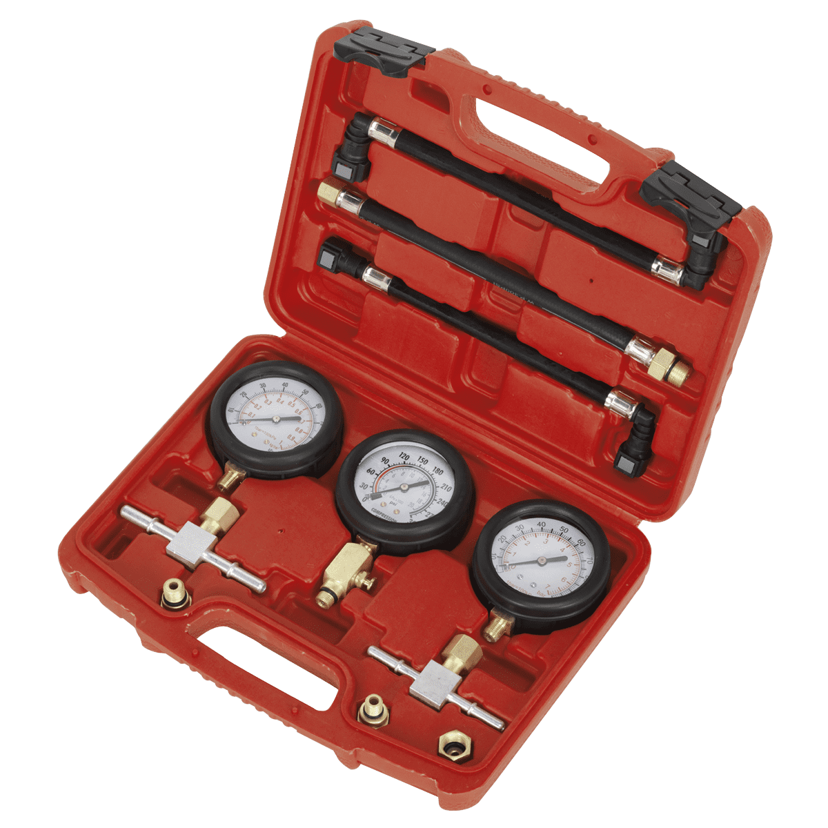 Motorcycle Compression & Fuel Pressure Gauge Set 3pc