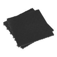 SEALEY 400 x 400mm Polypropylene Floor Tile - Black Treadplate - Pack of 9 FT3B-1-73