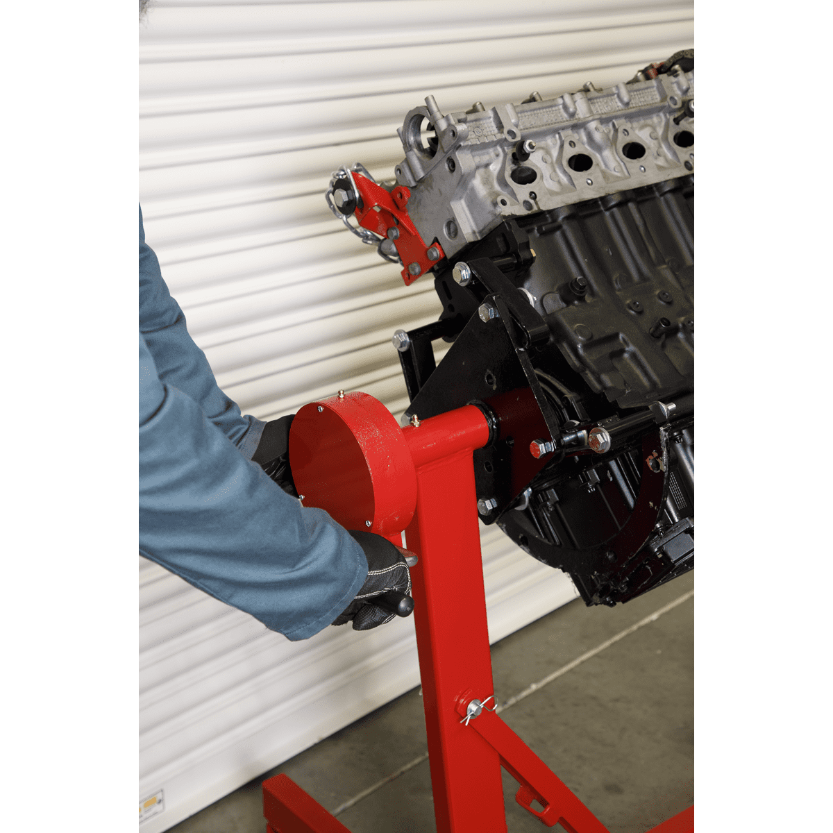 Folding 360º Rotating Engine Stand with Geared Handle Drive, 450kg Capacity