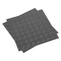 SEALEY 457.2 x 457.2mm Vinyl Floor Tile with Peel & Stick Backing-Silver Treadplate Finish FT1S-1-73