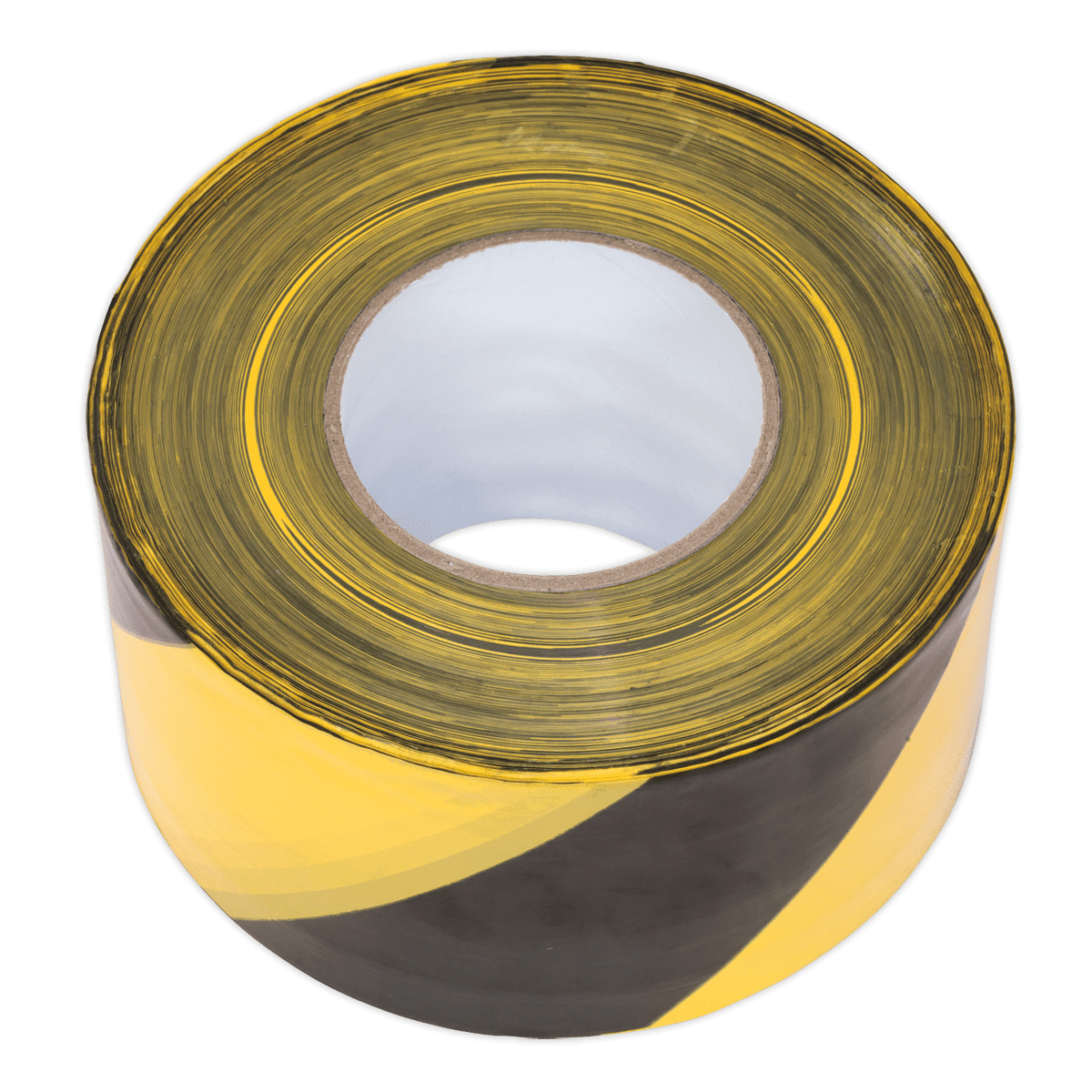 Hazard Warning Barrier Tape 80mm x 100m Black/Yellow NonAdhesive