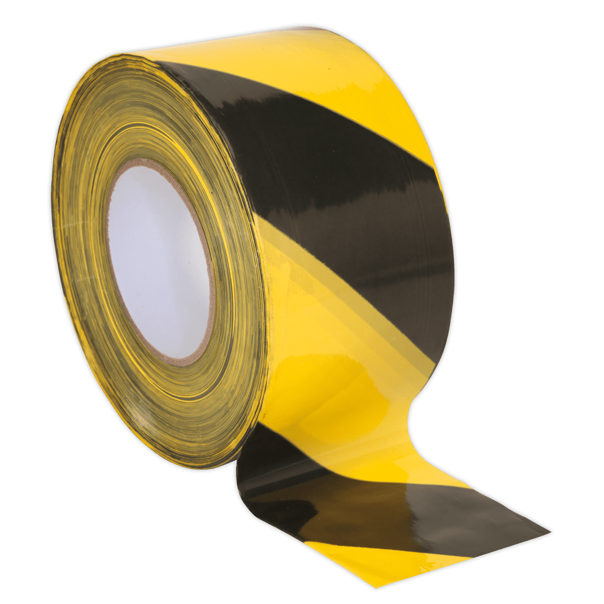 Hazard Warning Barrier Tape 80mm x 100m Black/Yellow Non-Adhesive