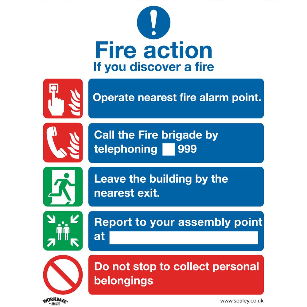Safe Conditions Safety Sign - Fire Action Without Lift - Rigid Plastic ...