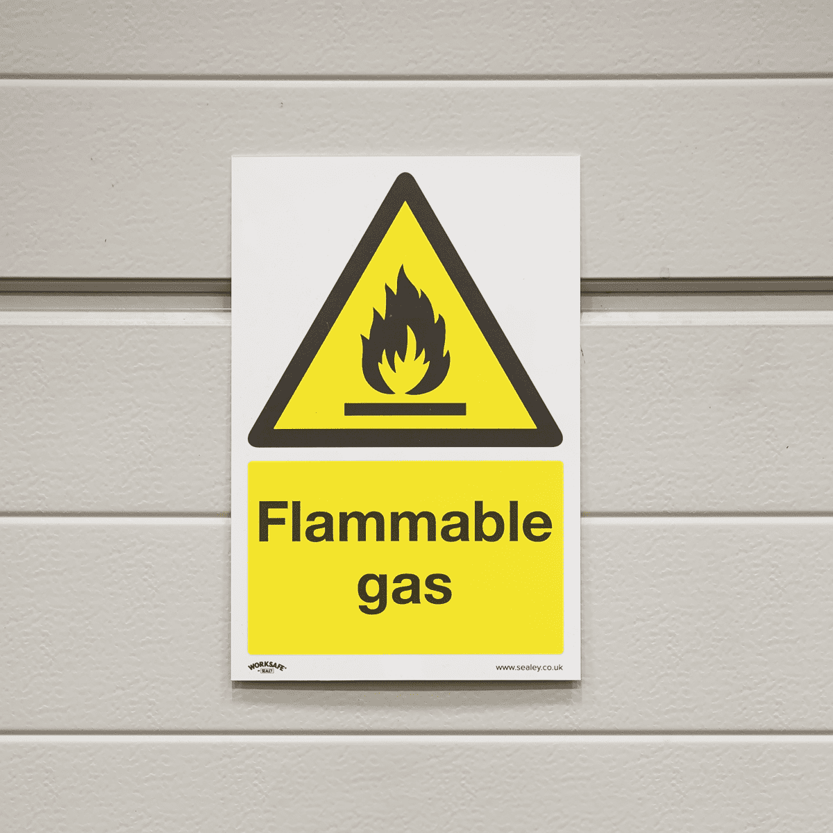 Weather Flammable Sign Warning Safety Sign - Flammable Gas - Self-Adhesive Vinyl