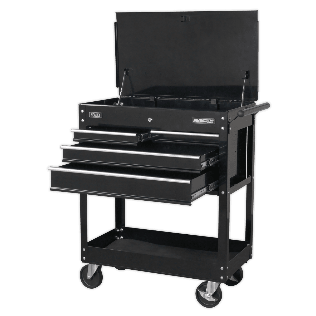 HeavyDuty Mobile Tool & Parts Trolley with 4 Drawers & Lockable Top