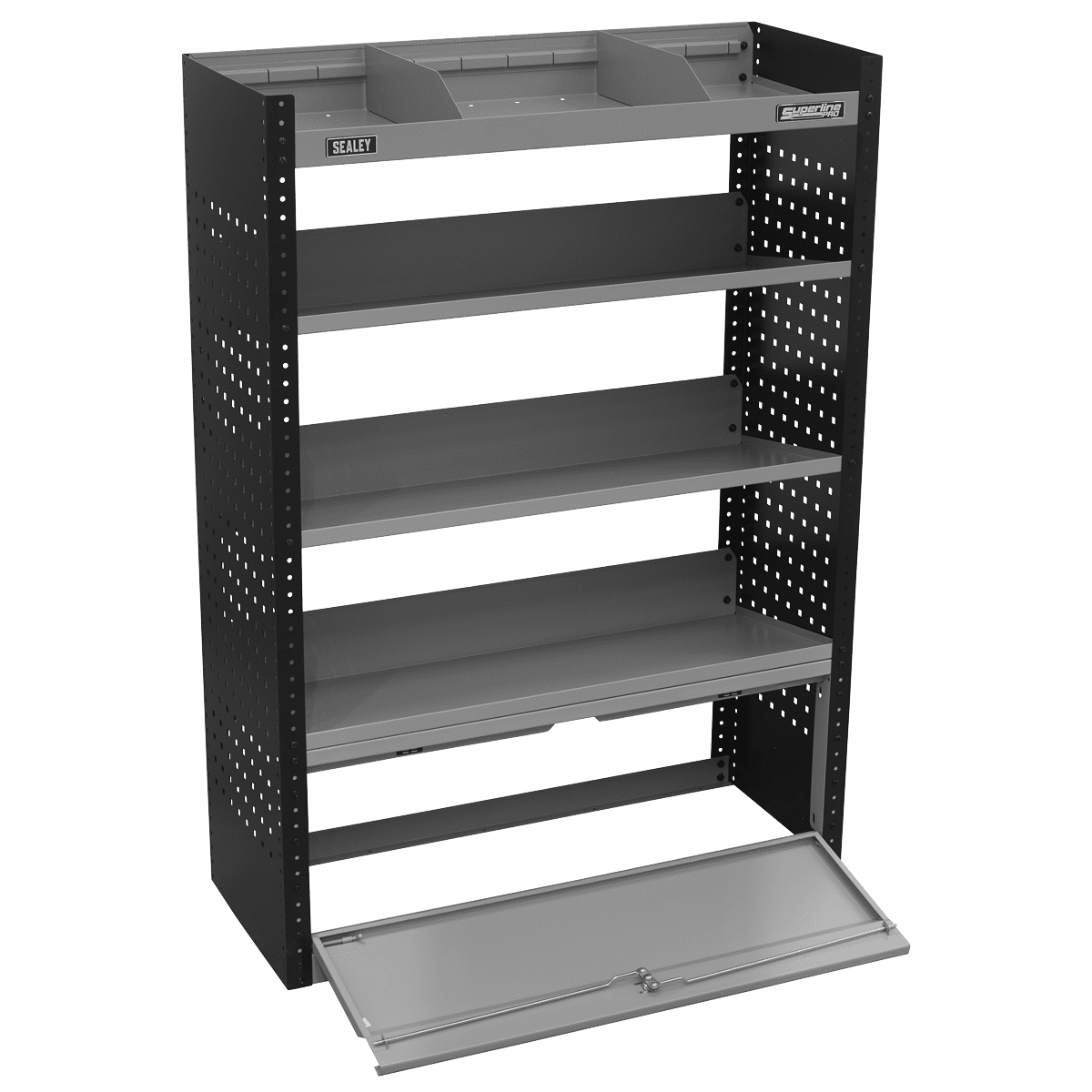 Modular Slanted Shelf Van Storage System