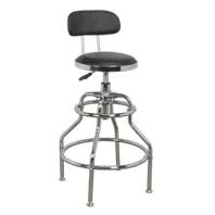 SEALEY Pneumatic Workshop Stool with Adjustable Height Swivel Seat & Back Rest SCR14-1-73